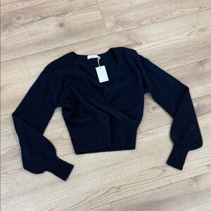 Aritzia Black Wrap Sweater